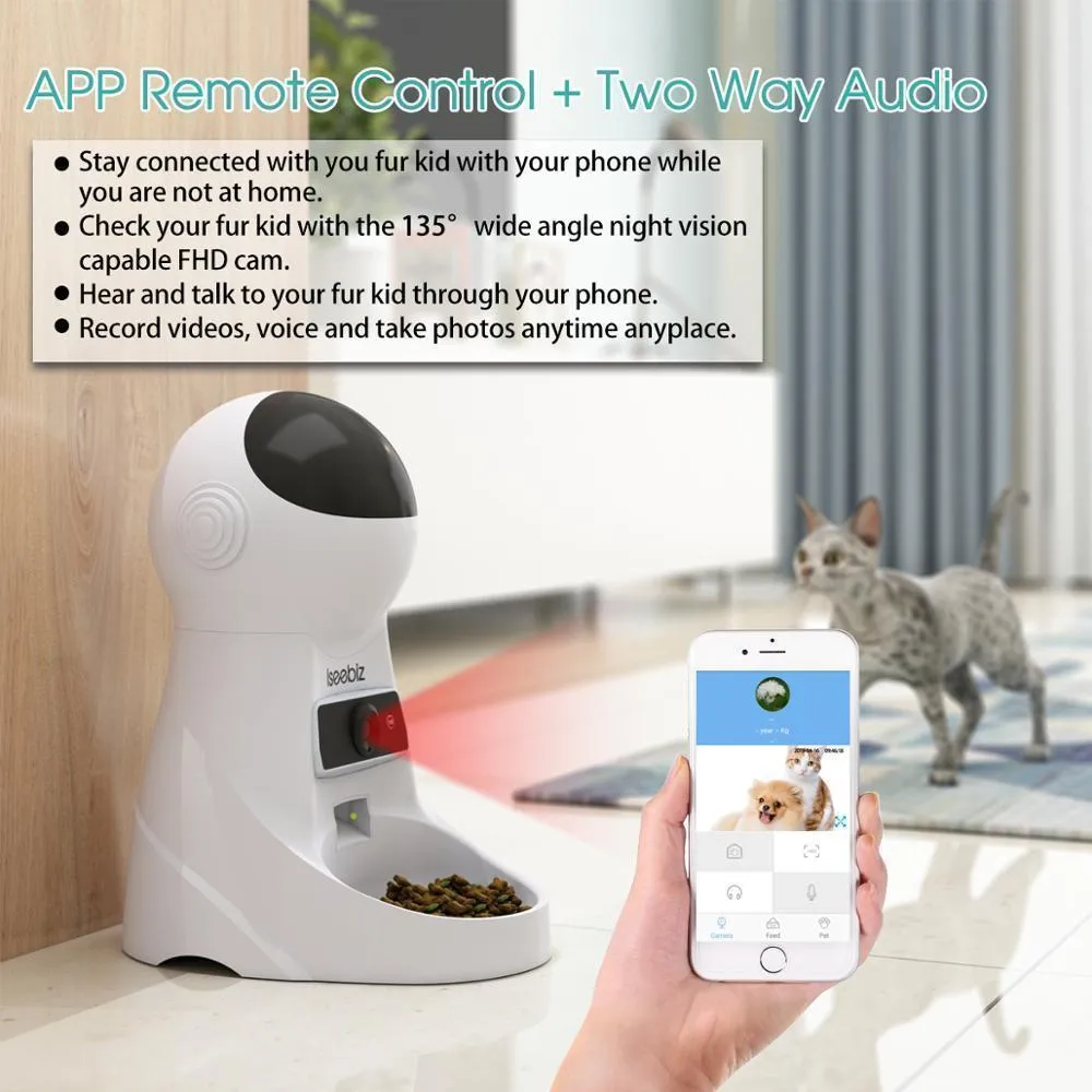 Smart Automatic Feeder with Camera for Dogs and Cats WIFI Remote