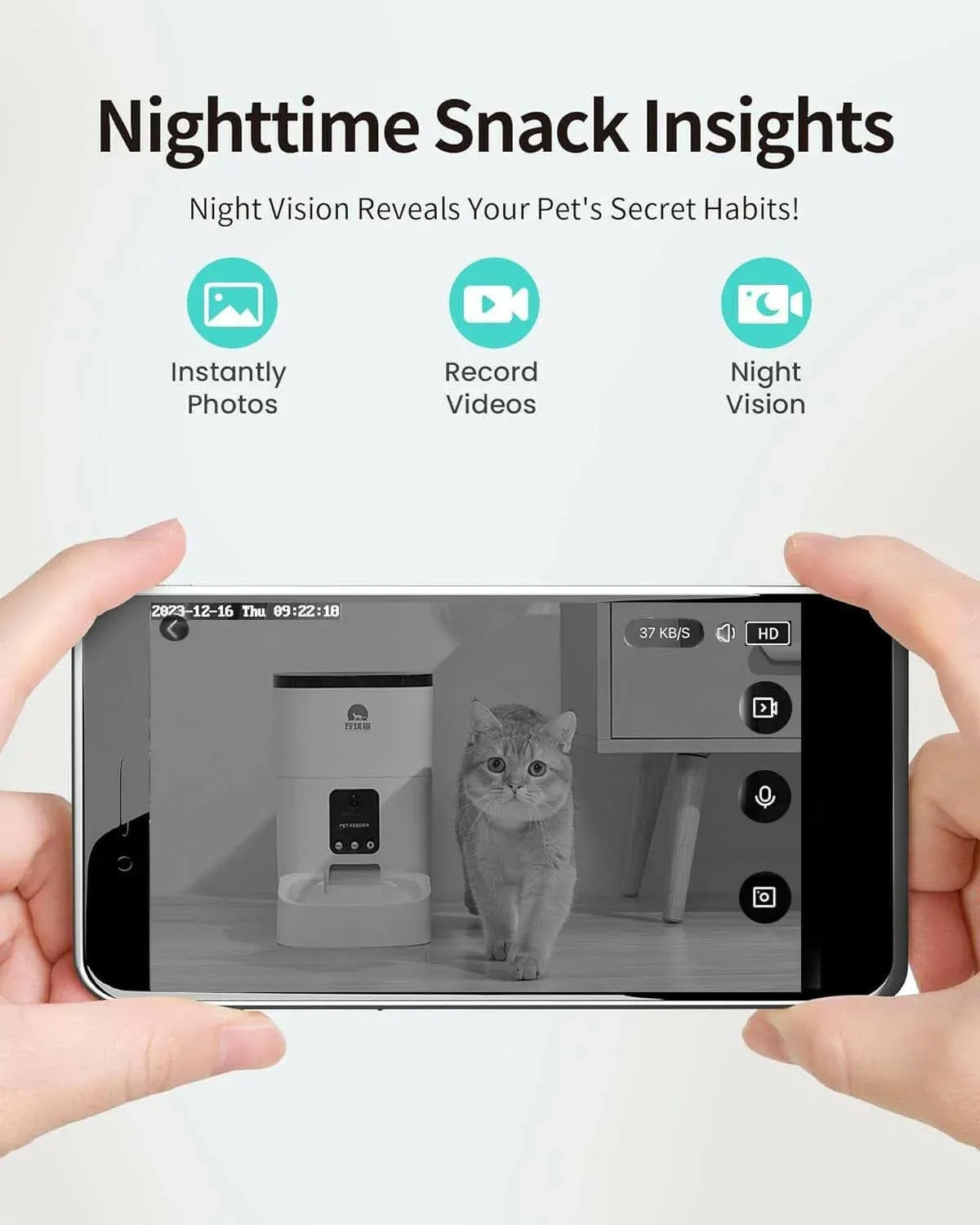 Smart Automatic Pet Feeder with 1080P Camera & App Control - 6L Timed Dispenser for Dogs & Cats, Voice Recorder, Dual Power Supply