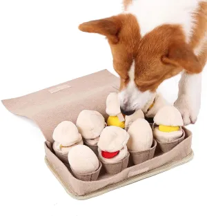 Snuffle Mat for Dogs - Slow Feeding Mat - Durable Dog Interactive Mat with Squeaky Puzzle Toys - Plush Eggs Toys for Nose Work