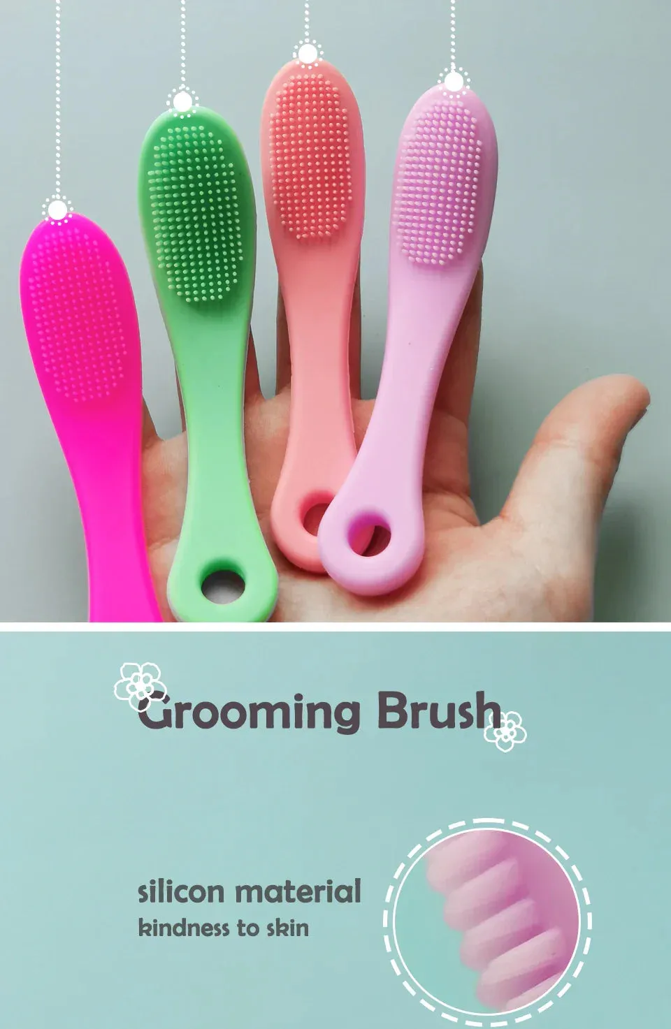 Soft Silicone Pet Finger Brush for Cats and Dogs