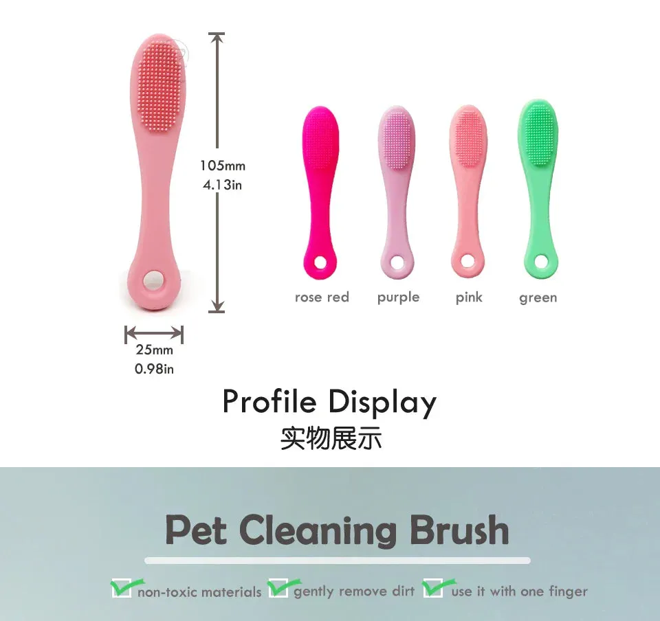 Soft Silicone Pet Finger Brush for Cats and Dogs