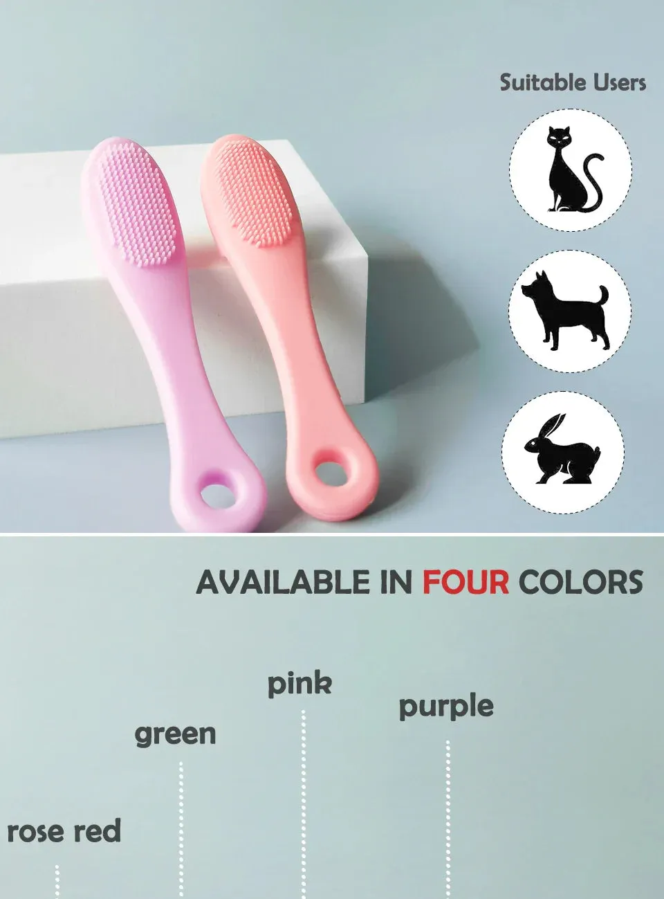 Soft Silicone Pet Finger Brush for Cats and Dogs