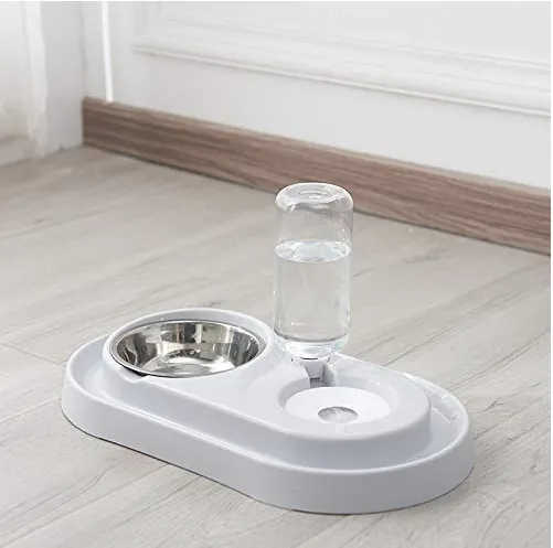 Stainless Steel Pet Bowls with Automatic Water Bottle