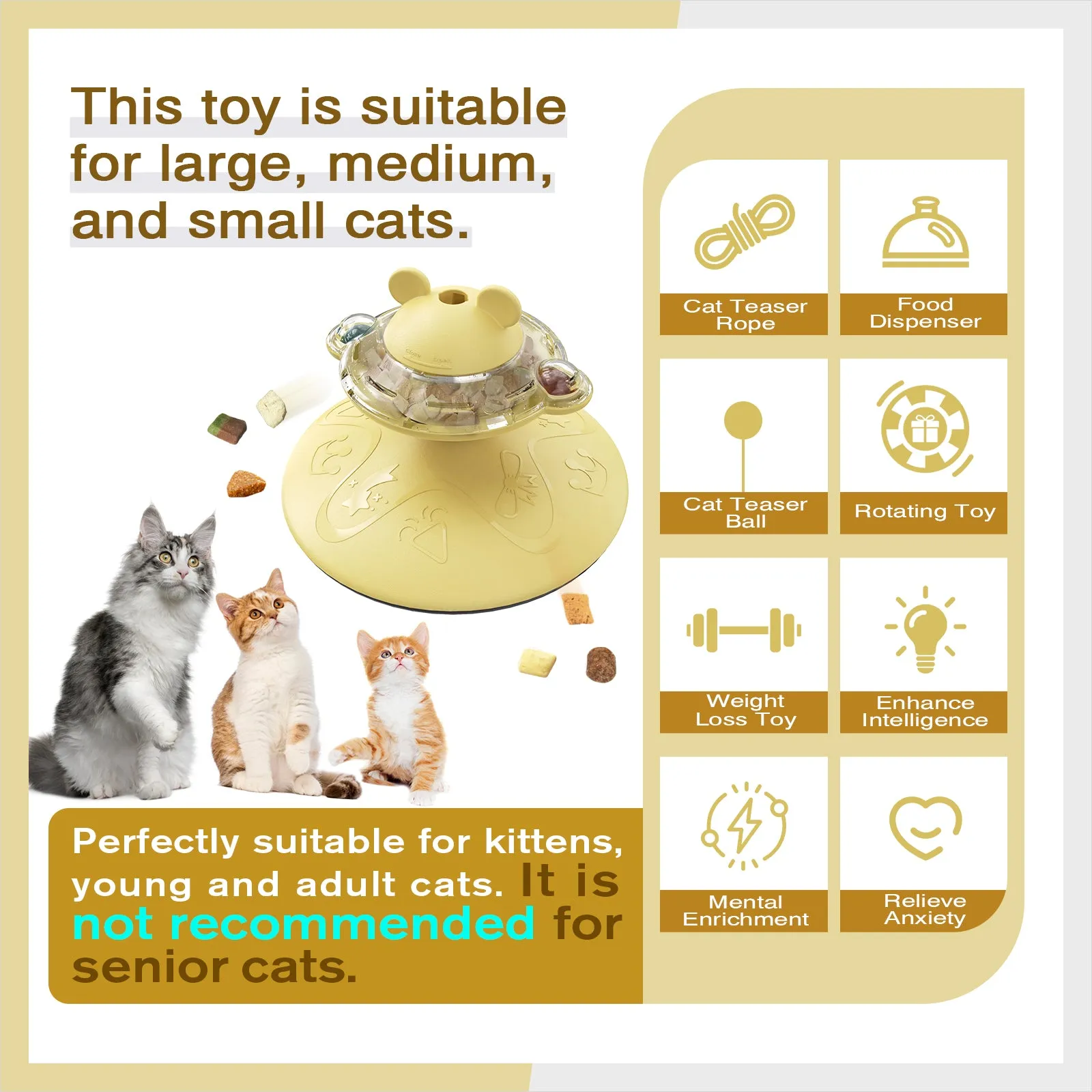 TACKDG Apple Pie Food Dispensing Cat Toy Kitten Kitty Treat/Food Puzzles Feeder Dispenser