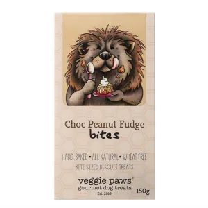 Veggie Paws Gourmet Dog Treats Bites 150g - Choc Peanut Fudge